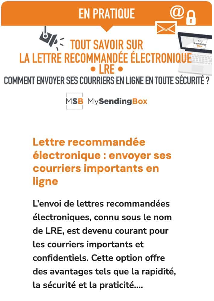 Suivi courrier reco LRE MySendingBox