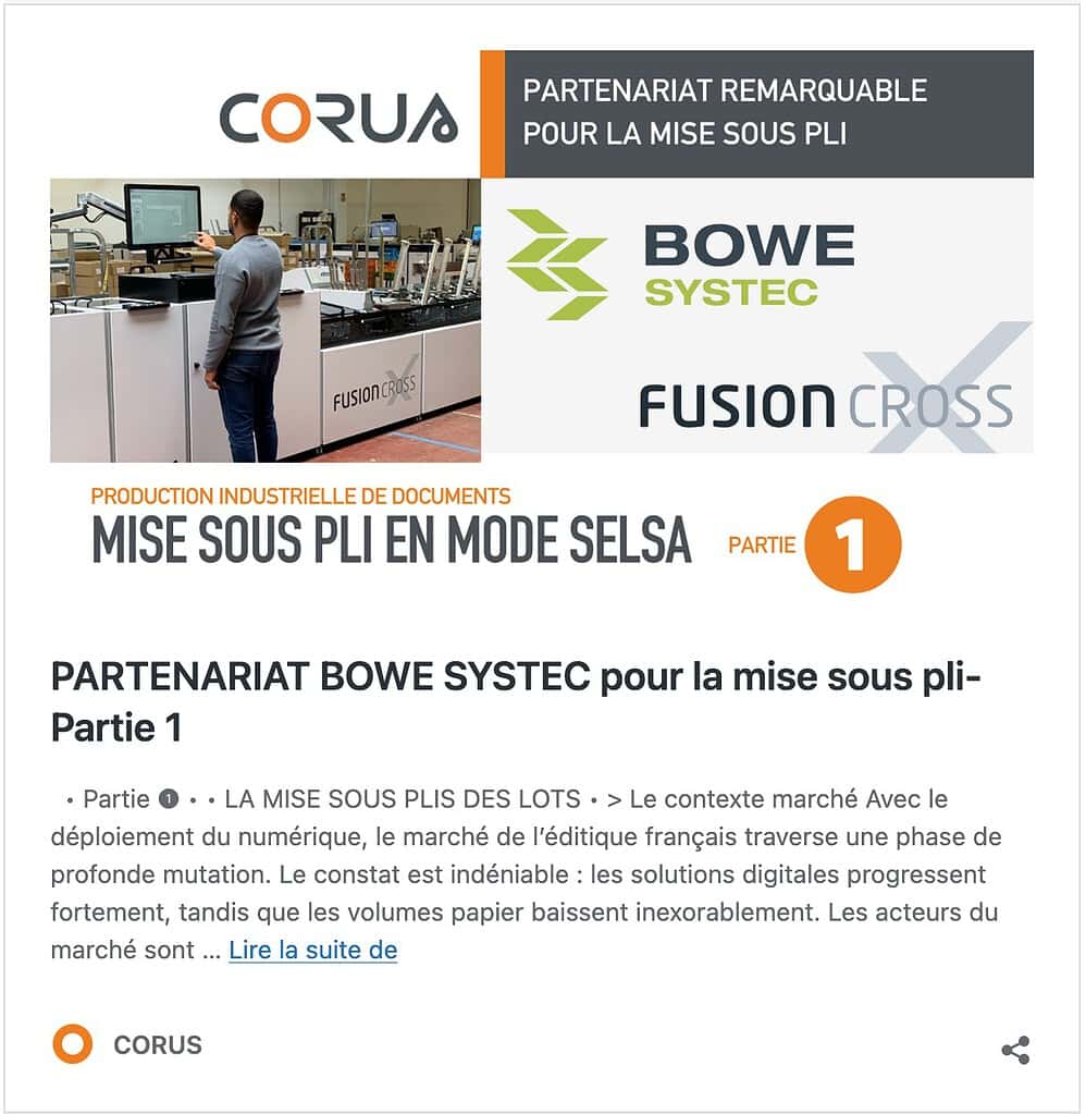 production courriers papier CORUS : la mise sous plis