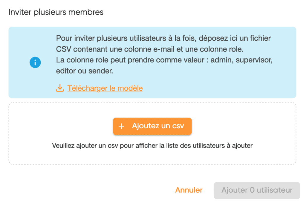 création d'équipe - invitation multiple